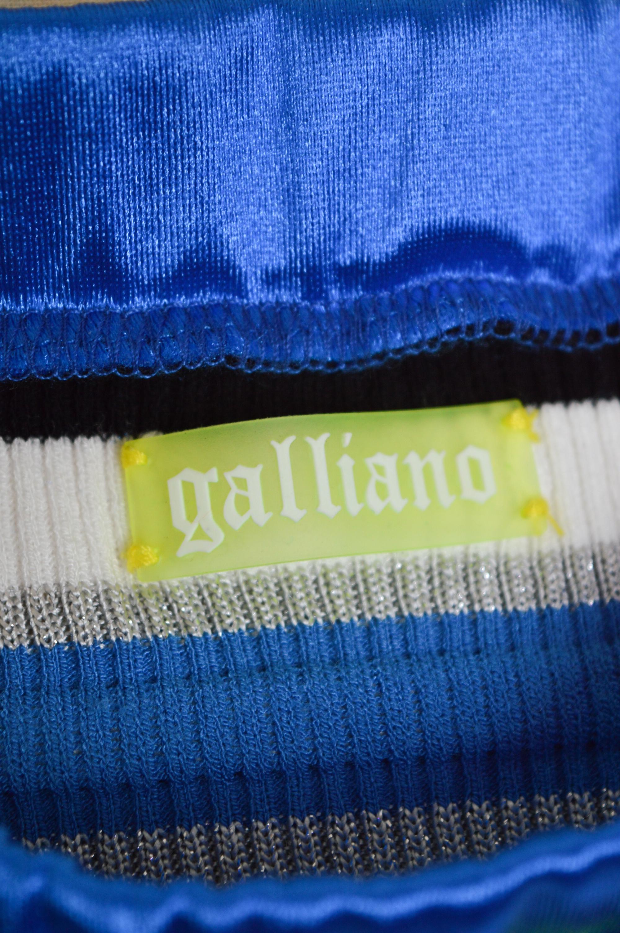 Pantaloni da jogging e da boxe Y2k John Galliano in raso a vita bassa a 3/4 blu in vendita 8