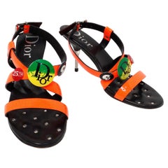 Sandales Y2K John Galliano x Christian Dior Neon Rasta Badge en cuir verni