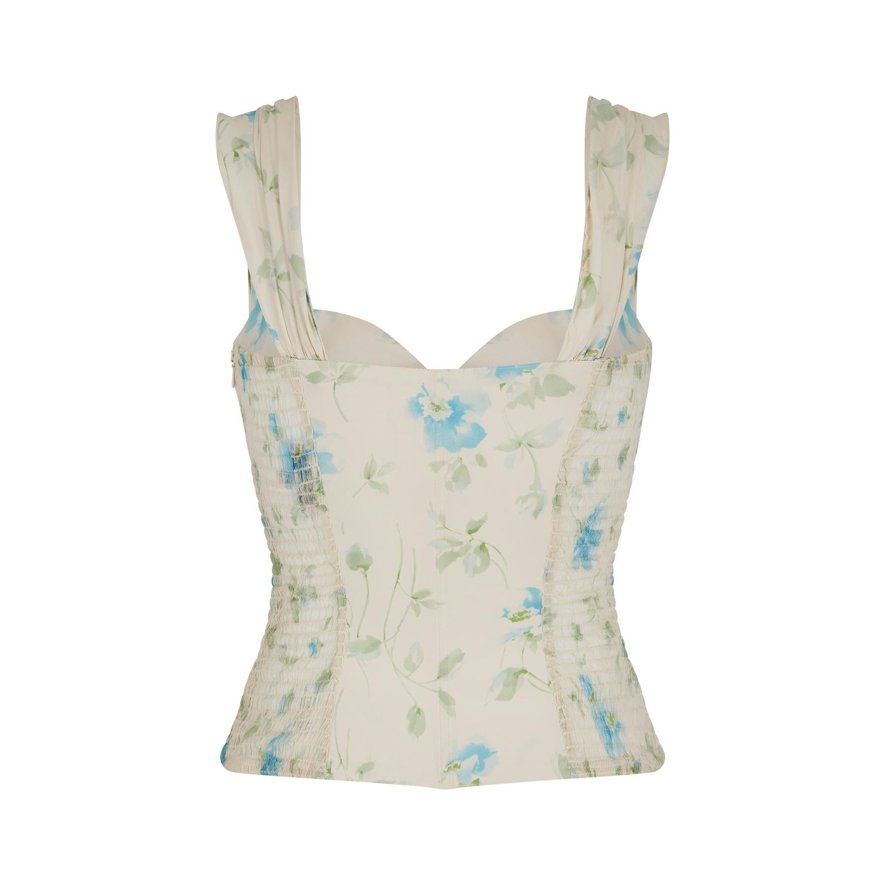 Y2K La Perla Cream Silk Floral Bodice and Skirt Set In Excellent Condition In London, GB