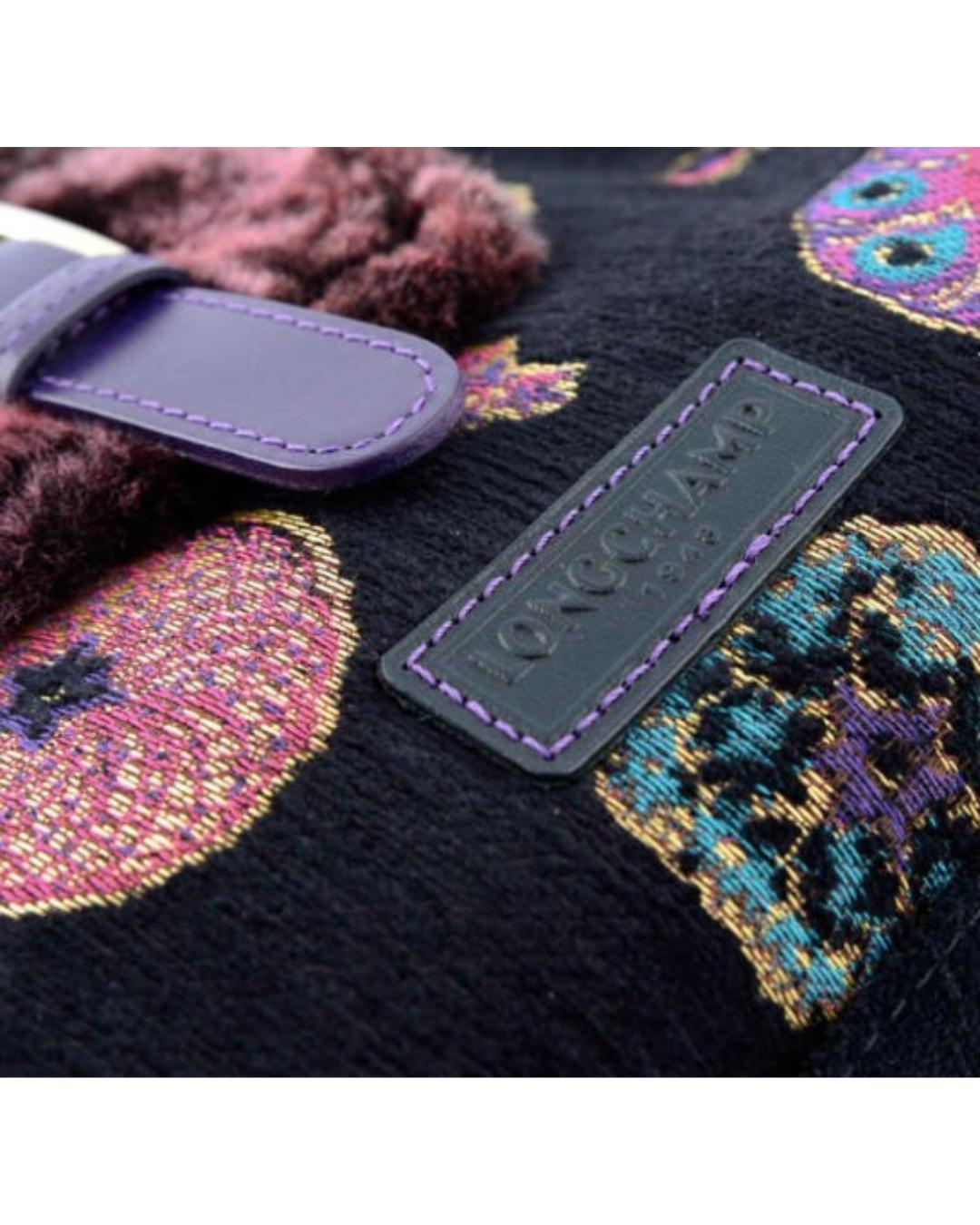 Nero Borsa Longchamps viola impreziosita da tappeto Y2K in vendita