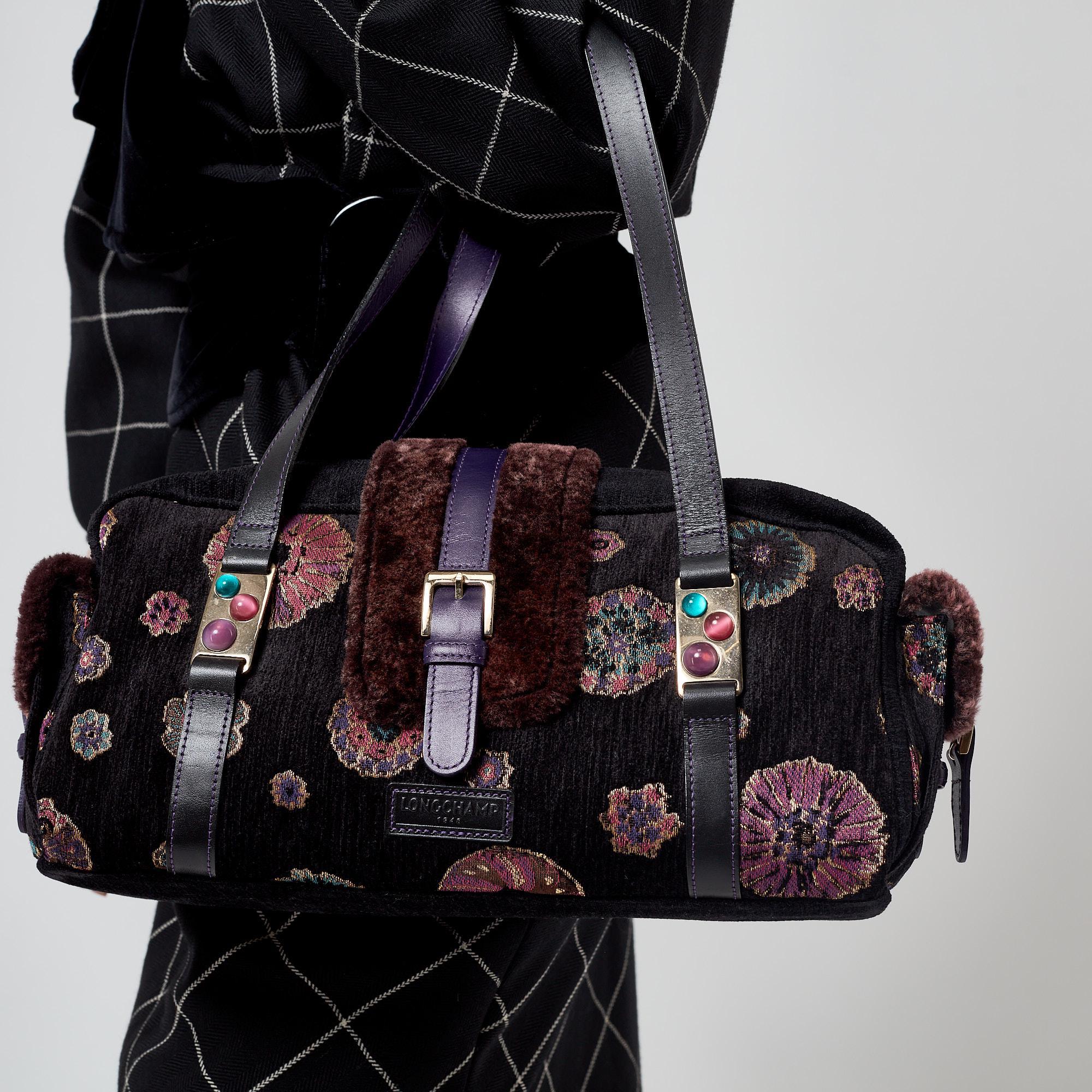 Borsa Longchamps viola impreziosita da tappeto Y2K In condizioni ottime in vendita a London, GB