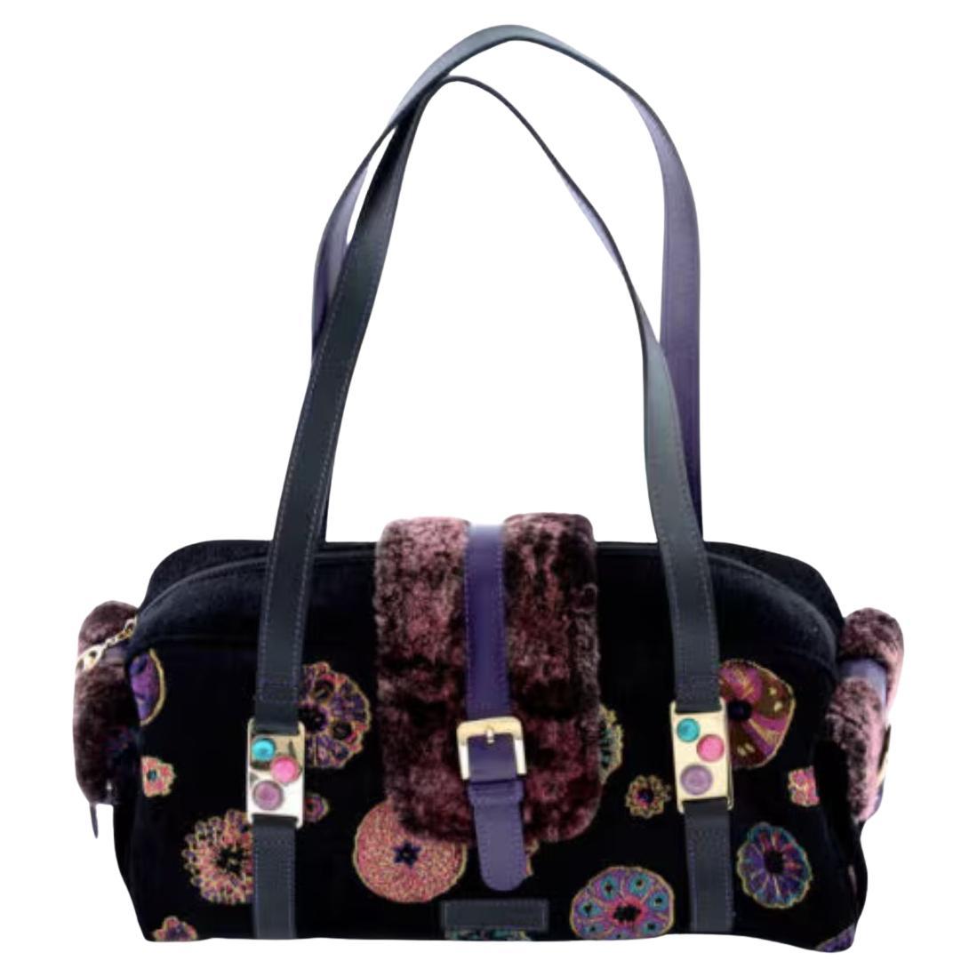 Borsa Longchamps viola impreziosita da tappeto Y2K in vendita