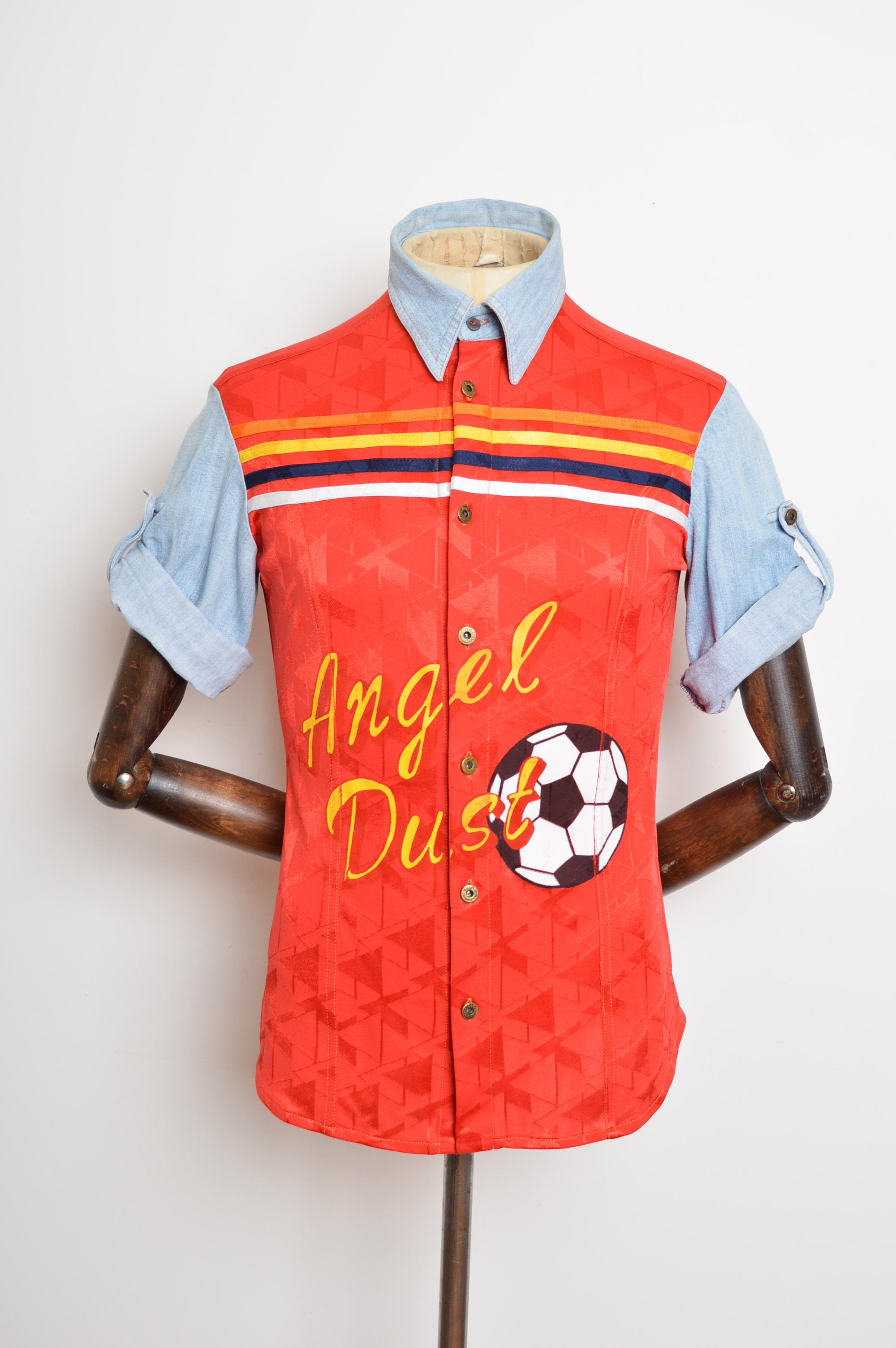 Y2k Mens Dolce and Gabbana 2000's Red Fitted Football Soccer Print