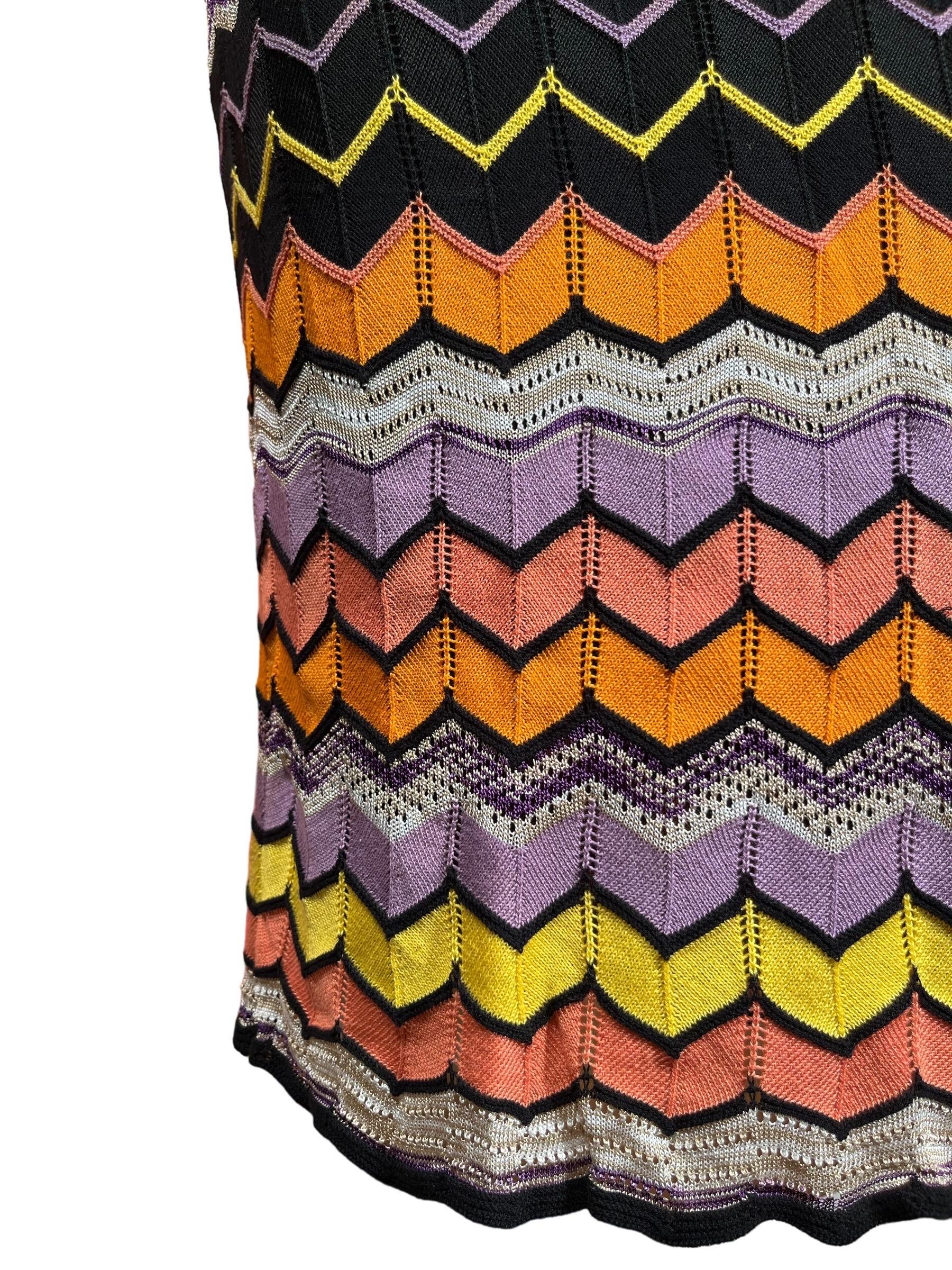 Y2K MISSONI Multi-color Flame Knit Skirt In Good Condition In Greenport, NY