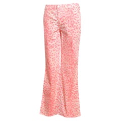 Y2K Moschino Rosa Leopard Print Low Rise 2000's Gemusterte Jeans - Schlaghose