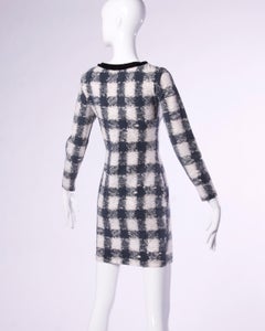 Y2K Moschino Vintage Trompe L'oeil "Woven" Print Body Con Dress