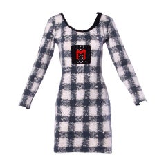 Y2K Moschino Vintage Trompe L'oeil "Woven" Print Body Con Dress