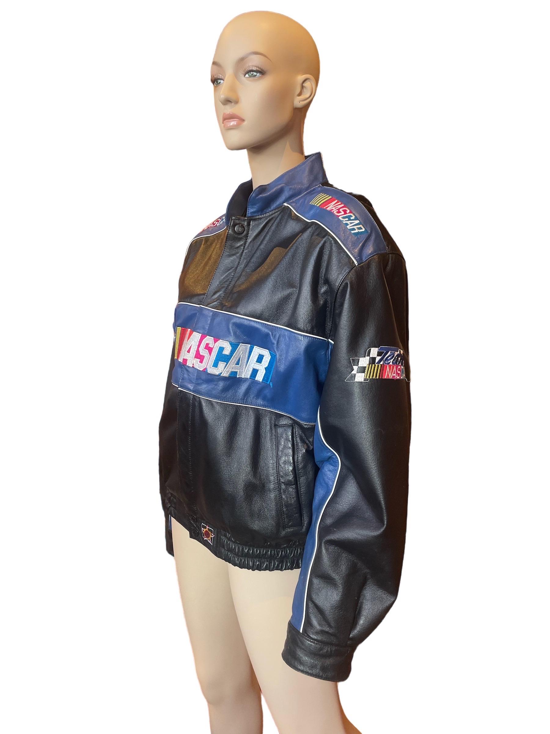 Black Y2K NASCAR Leather Jacket 