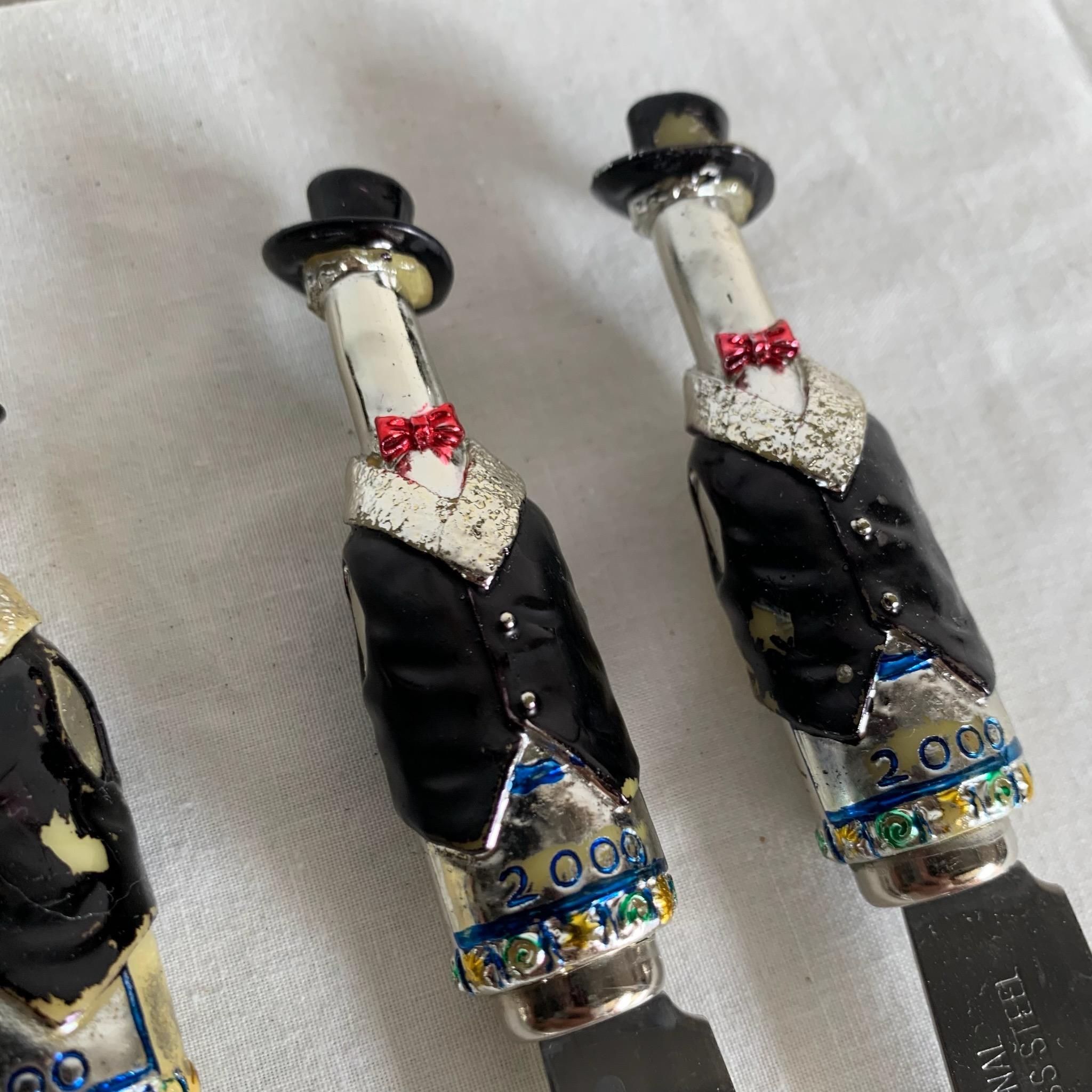 Unknown Y2k New Years Millenium Cheese Knives/Spreaders - Set of 4 For Sale