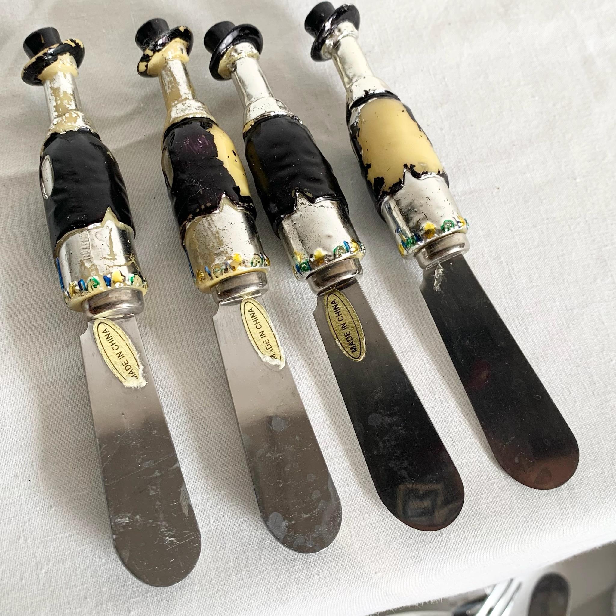 Stainless Steel Y2k New Years Millenium Cheese Knives/Spreaders - Set of 4 For Sale