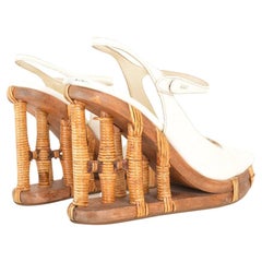 Y2K Prada Ss/2006 Bamboo Scaffolding White Leather Mary Jane High Heels