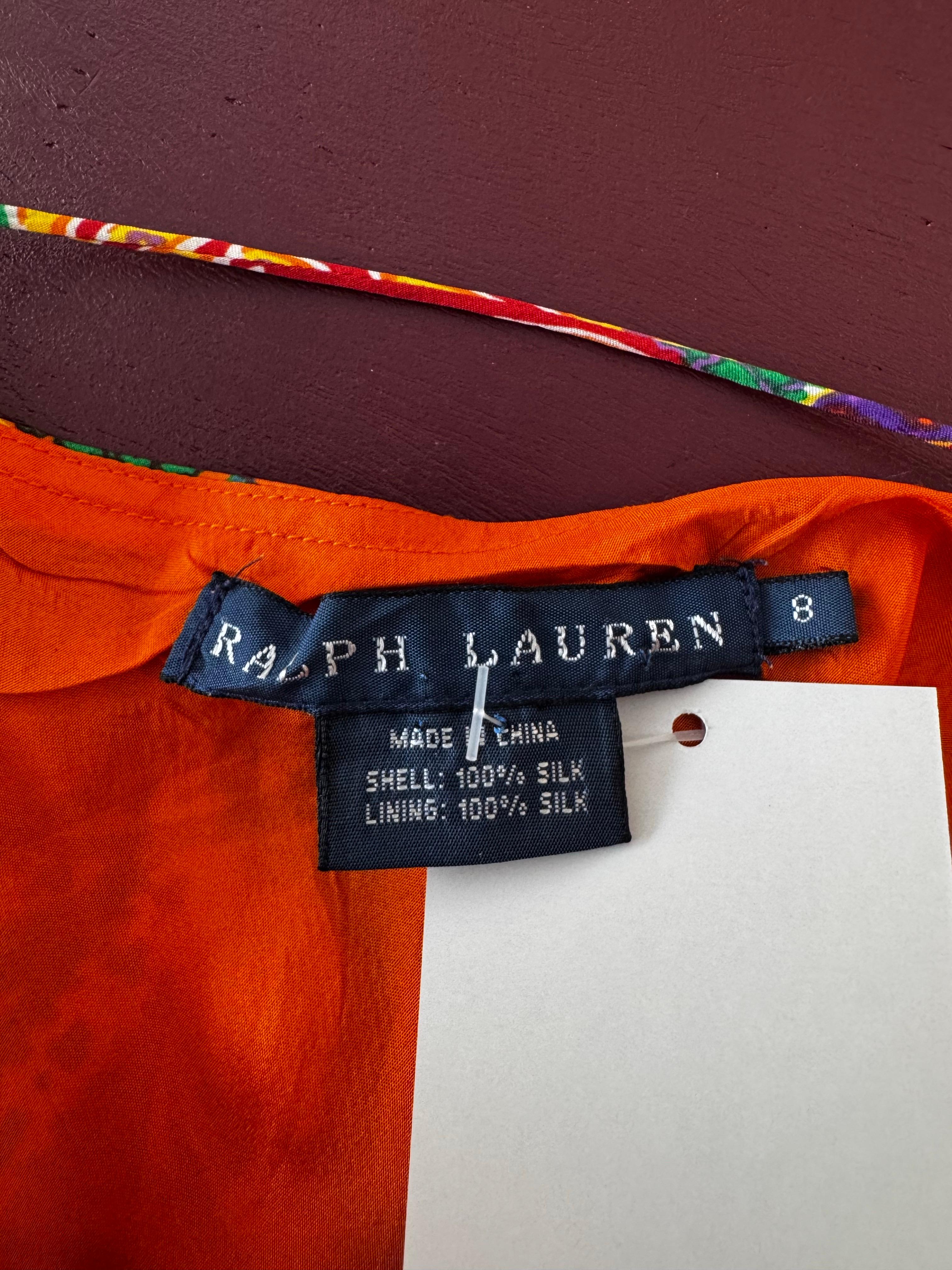 Y2K Ralph Lauren Blue Label Vestido pañuelo naranja Marrón en venta
