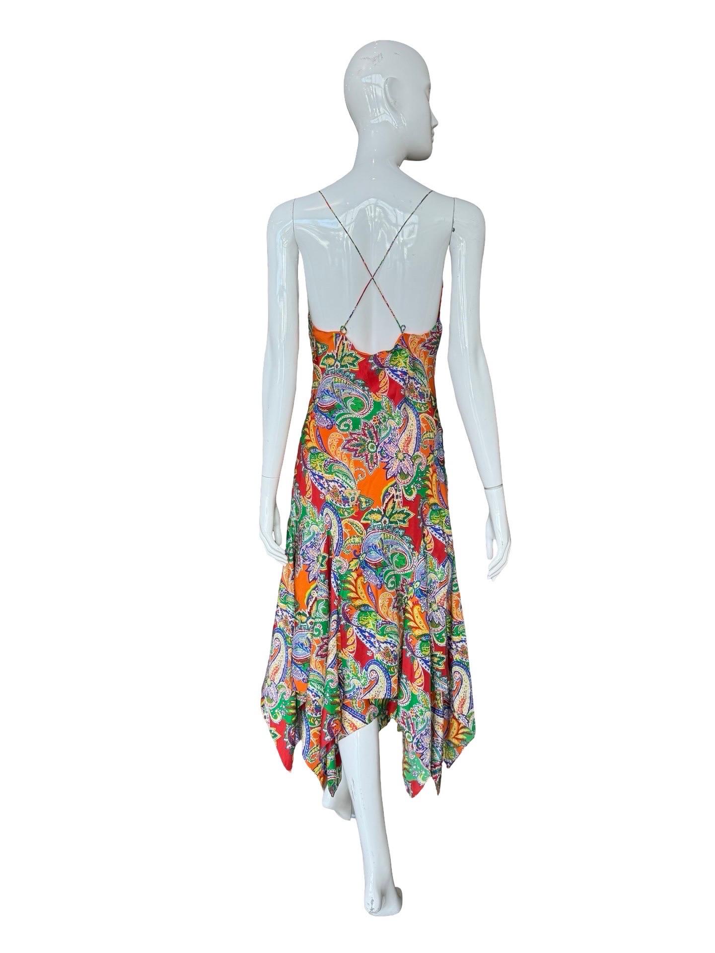De las mujeres Y2K Ralph Lauren Blue Label Vestido pañuelo naranja en venta