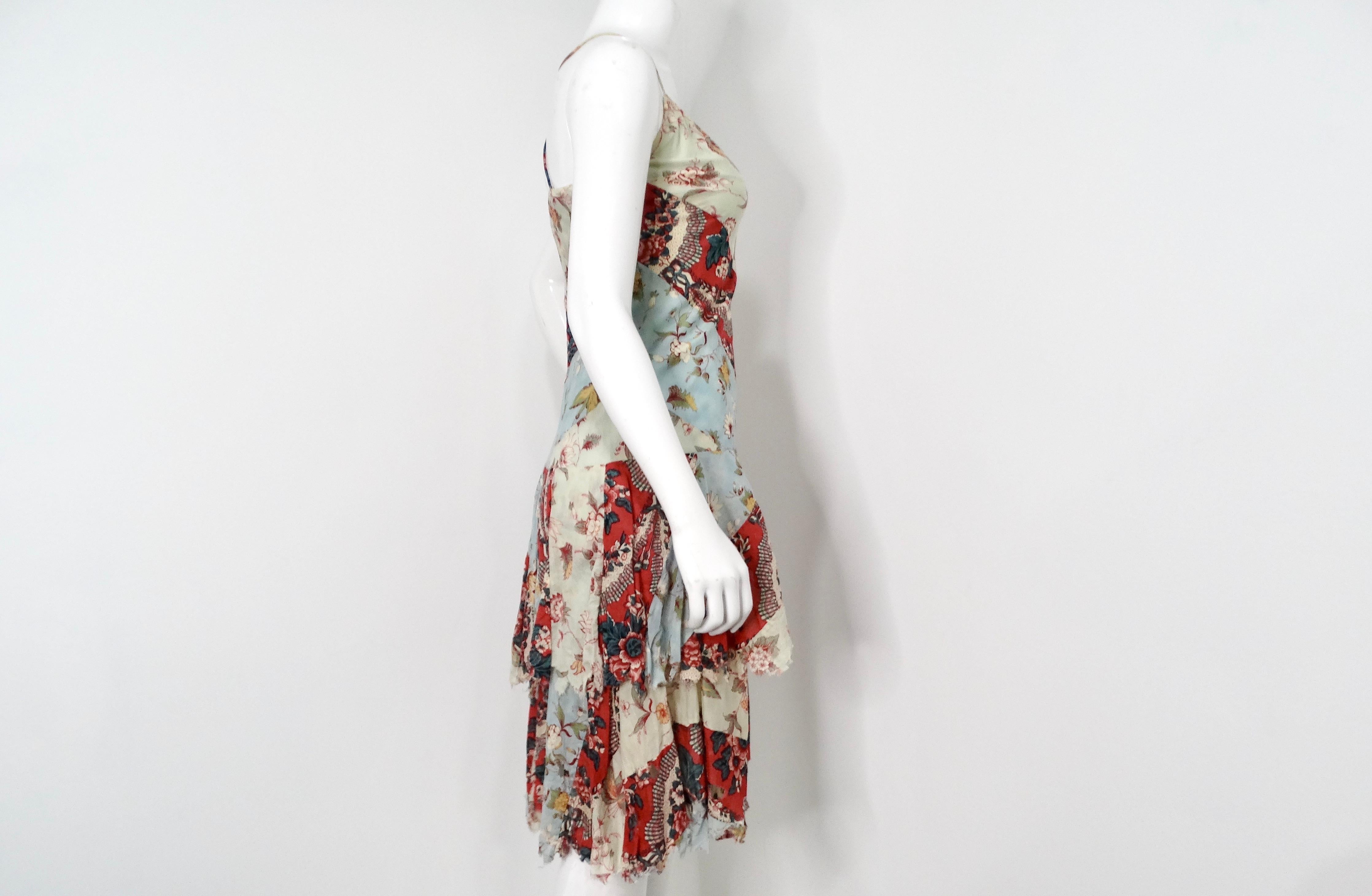 Y2K Ralph Lauren Floral Multicolor Print Distressed Cotton Sleeveless Midi Dress For Sale 5