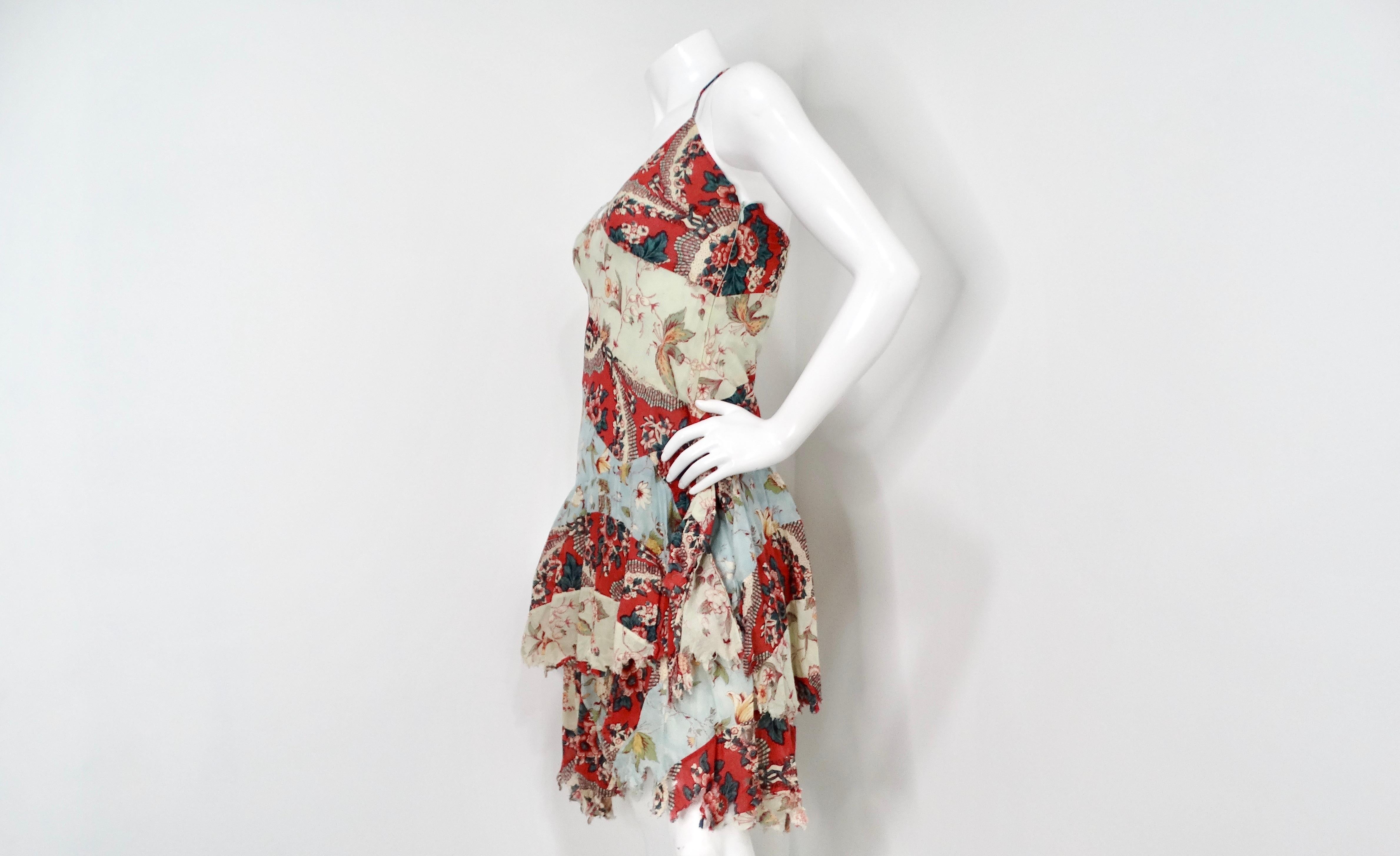 Women's Y2K Ralph Lauren Floral Multicolor Print Distressed Cotton Sleeveless Midi Dress For Sale