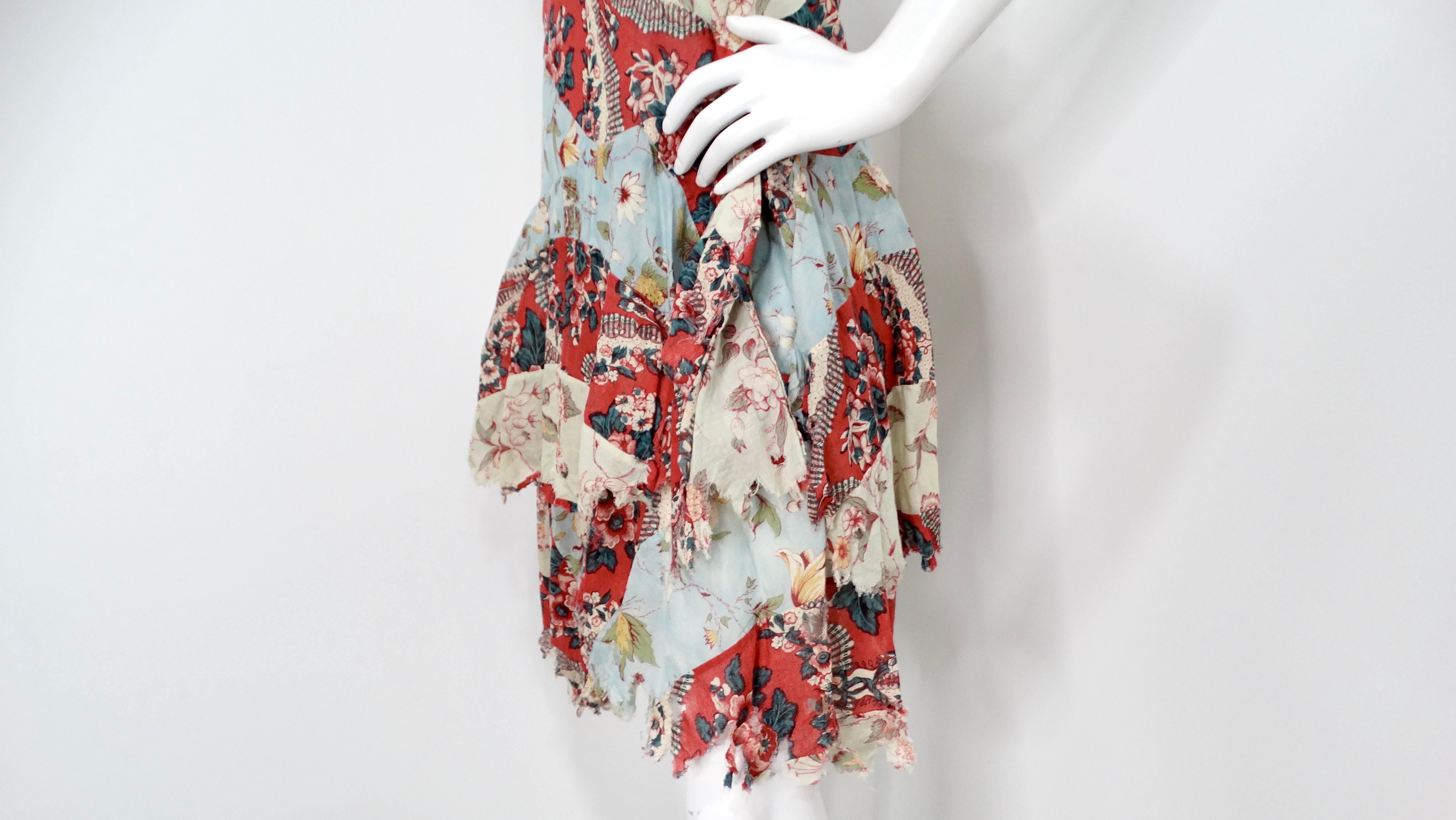 Y2K Ralph Lauren Floral Multicolor Print Distressed Cotton Sleeveless Midi Dress For Sale 2