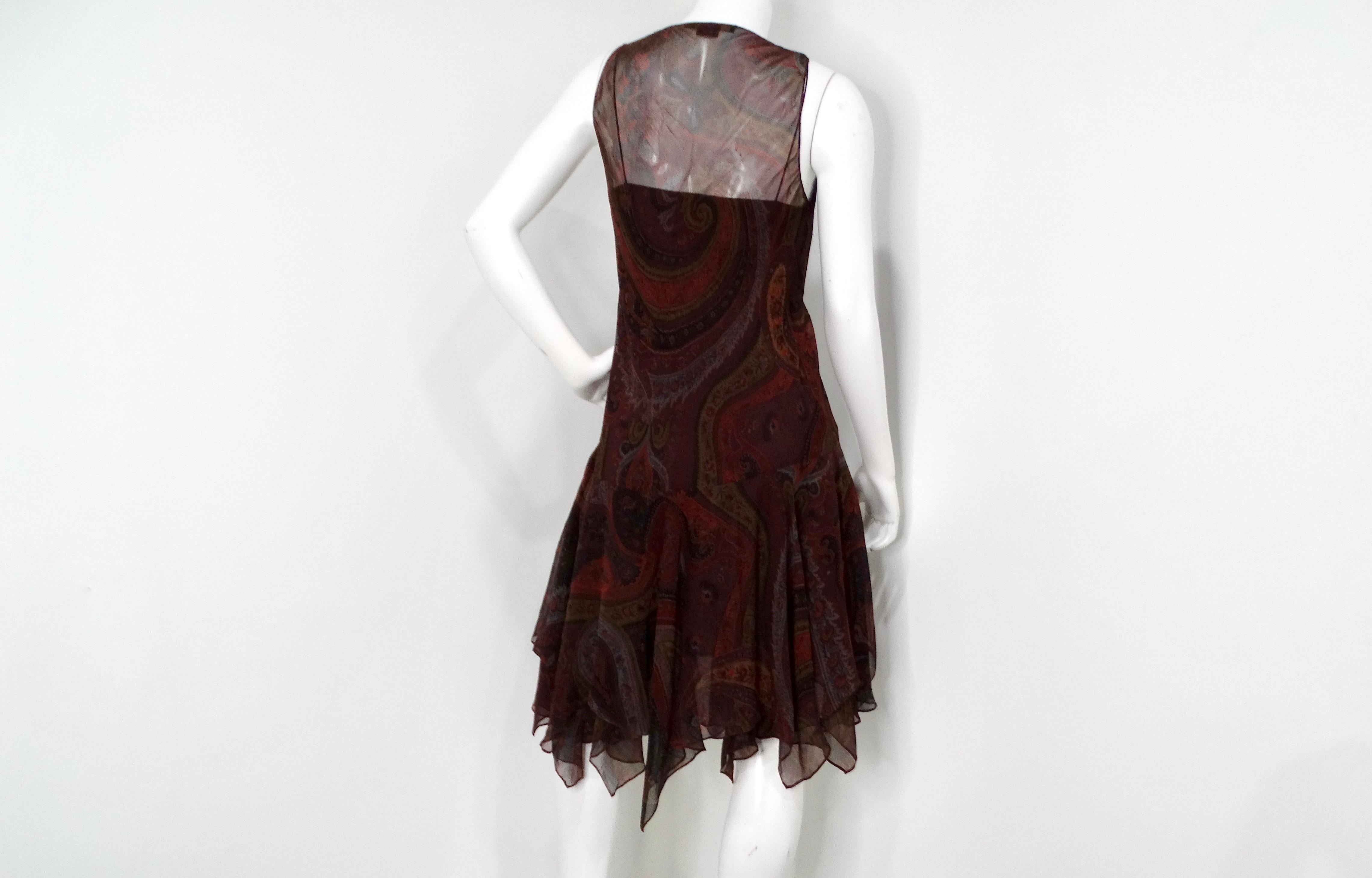 De las mujeres Y2K Vestido sin mangas de gasa de seda Ralph Lauren con estampado Paisley en venta