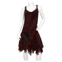 Y2K Ralph Lauren Silk Chiffon Paisley Print Sleeveless Dress