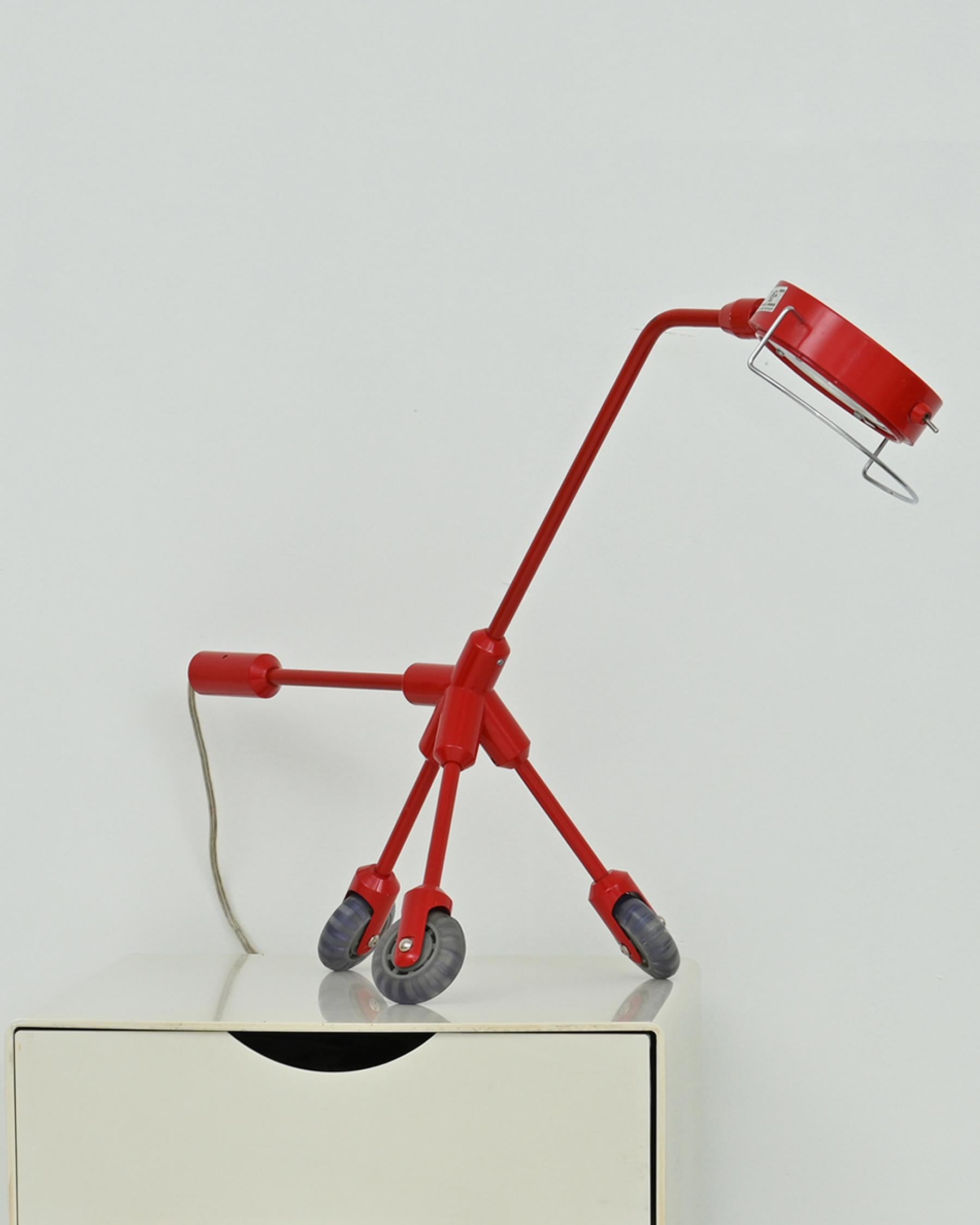 2000s Kila lamp designed by Harry Allen for IKEA. Playful lamp inspired by Harry’s longstanding interest in r. Harry said, the “Kila spins on its axis as if it had been practicing that move in the rink for years.” The lamp received an Honorable