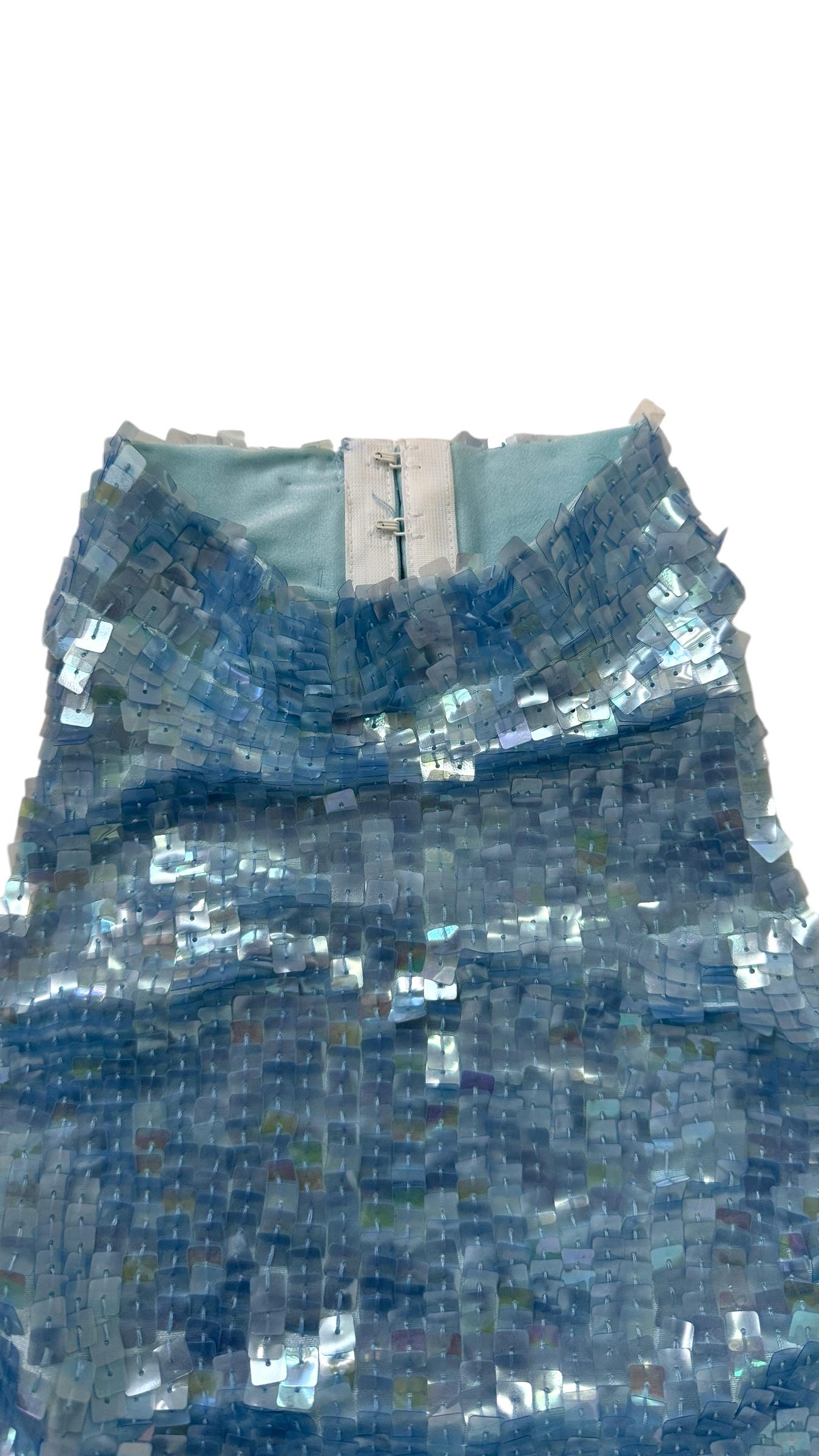 Y2K Sequin Halter Top by Jessie Norman in Ice Blue - We pay for import duty! in vendita 4