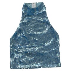 Y2K Sequin Halter Top by Jessie Norman in Ice Blue - We pay for import duty!