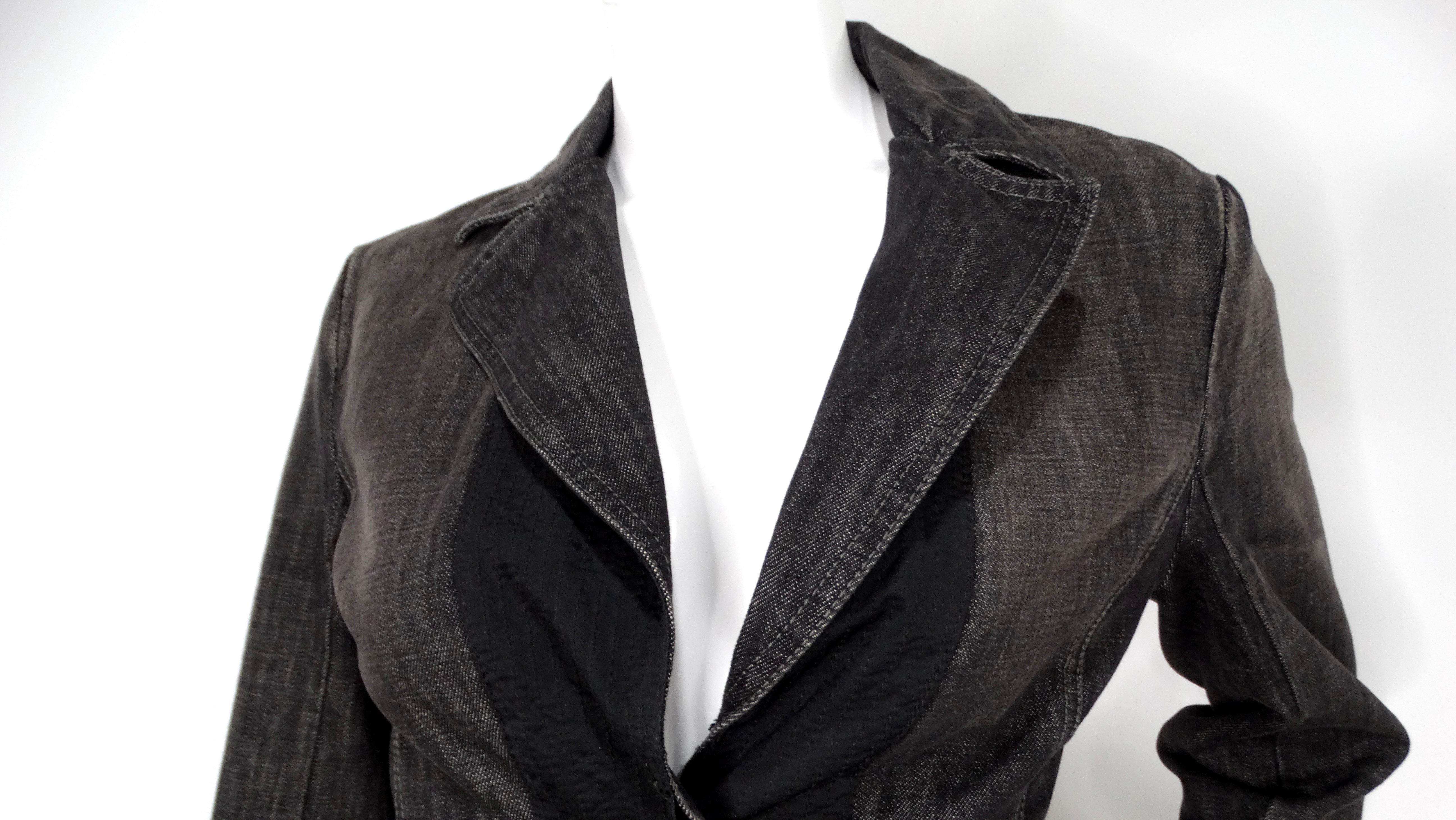 Y2K Sportmax Code Black Denim Blazer In Good Condition For Sale In Scottsdale, AZ