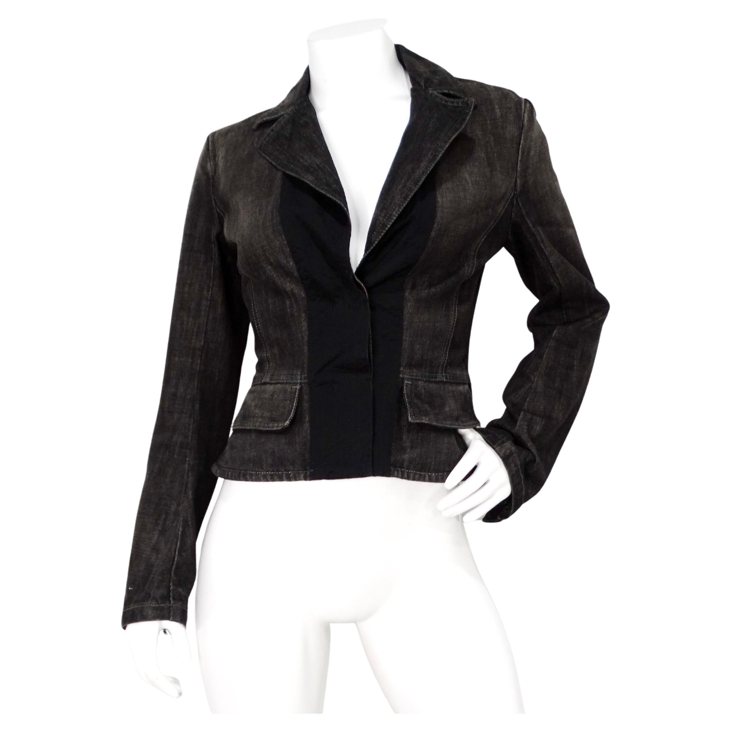 Y2K Sportmax Code Black Denim Blazer For Sale