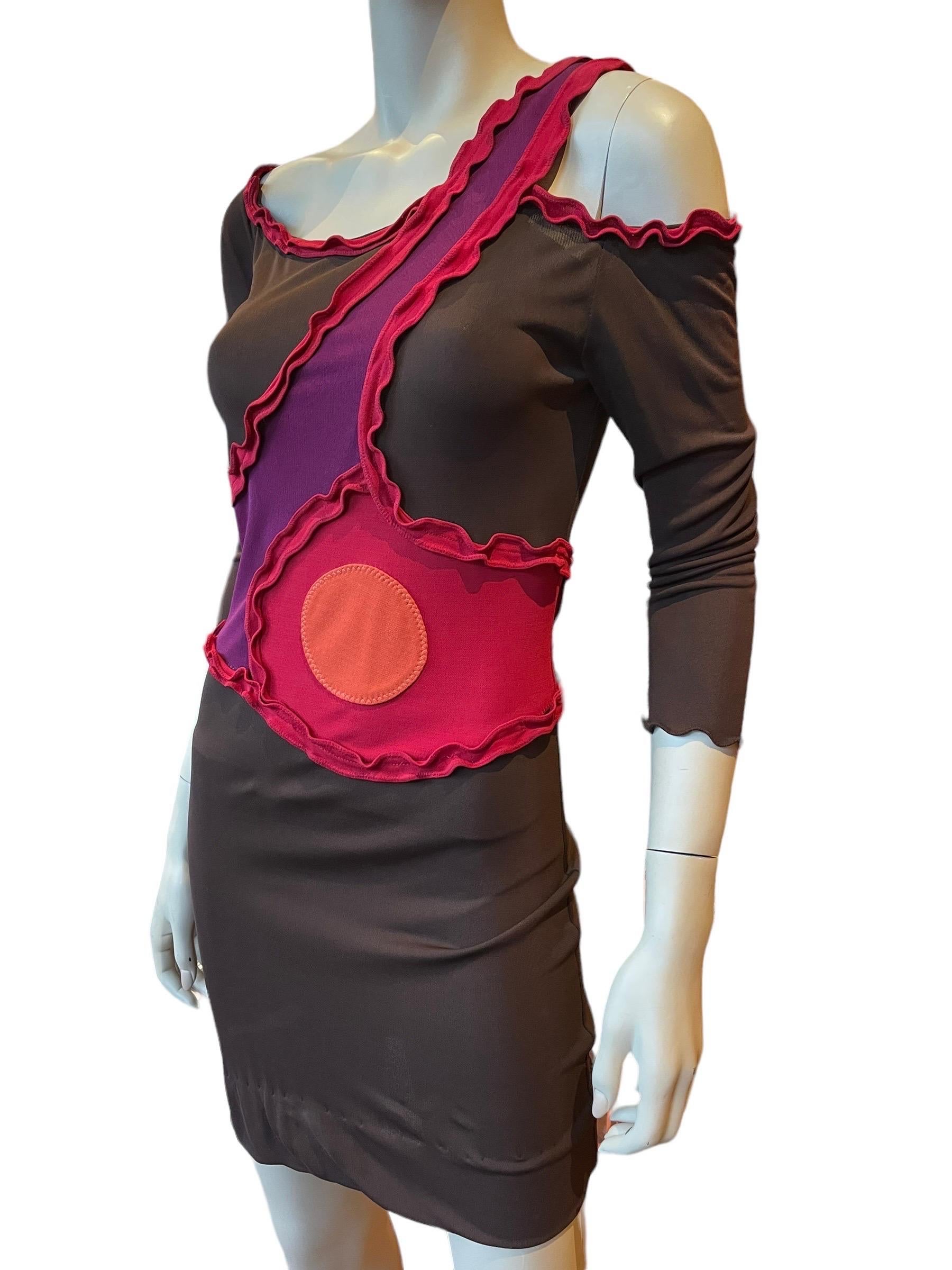 Y2K Stephen Burrows Asymmetrical MOD Design Dress  In Good Condition For Sale In Greenport, NY