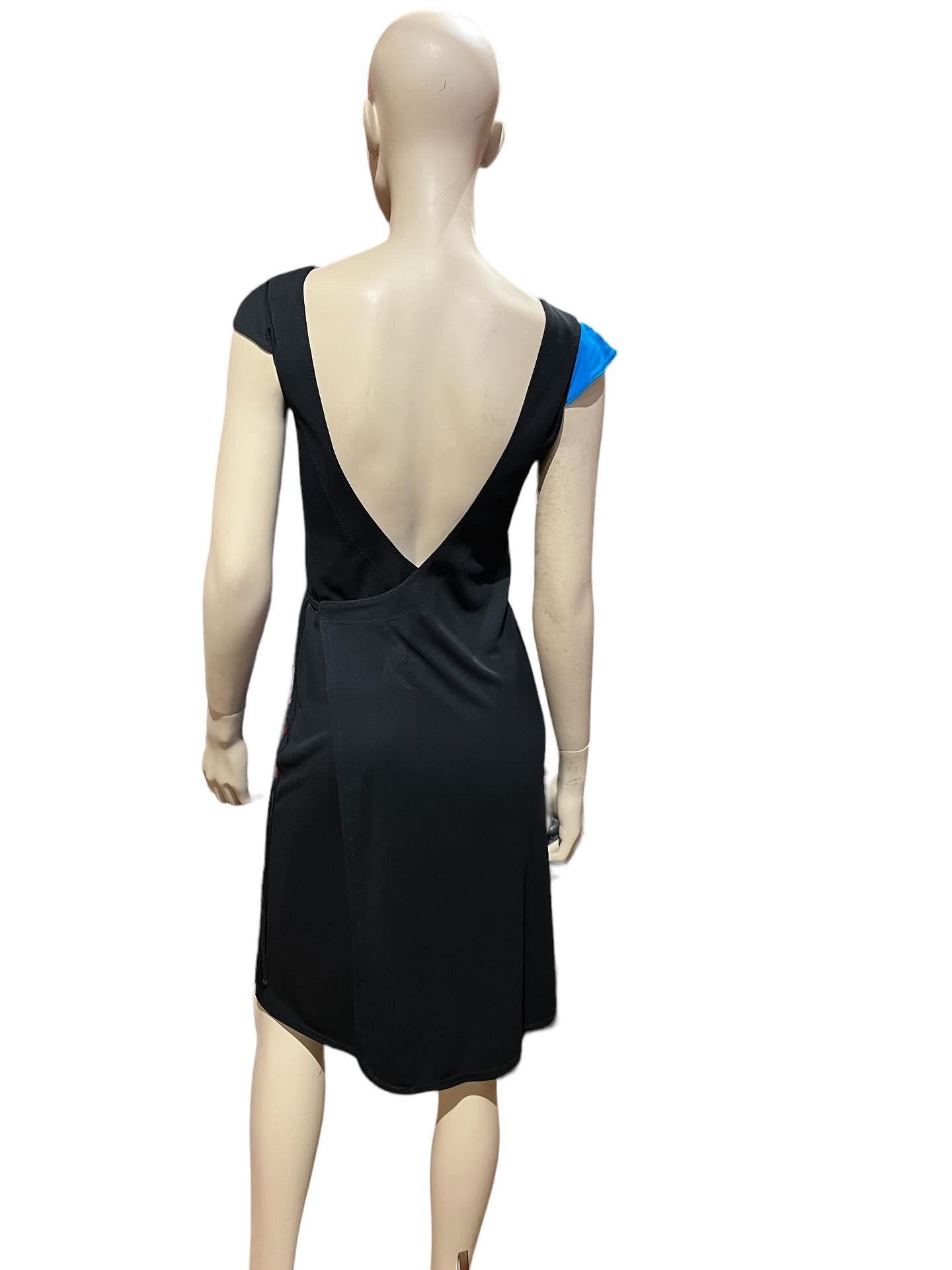 Y2K Stephen Burrows Black Jersey Wrap Dress For Sale 1
