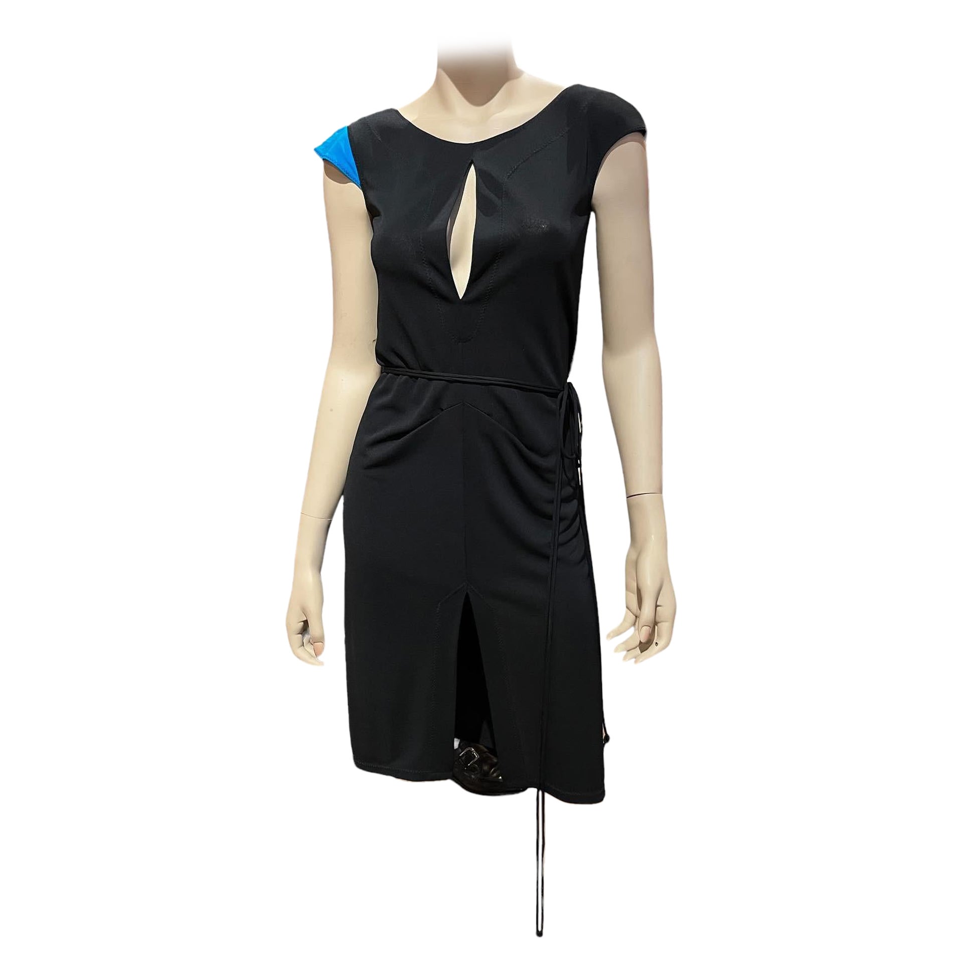 Y2K Vestido Envolvente Stephen Burrows Jersey Negro
