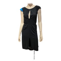Y2K Stephen Burrows Schwarzes Jersey-Wickelkleid