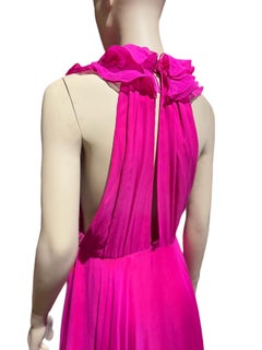 Y2K Stephen Burrows Fuchsia Silk Chiffon Ruffle Dress