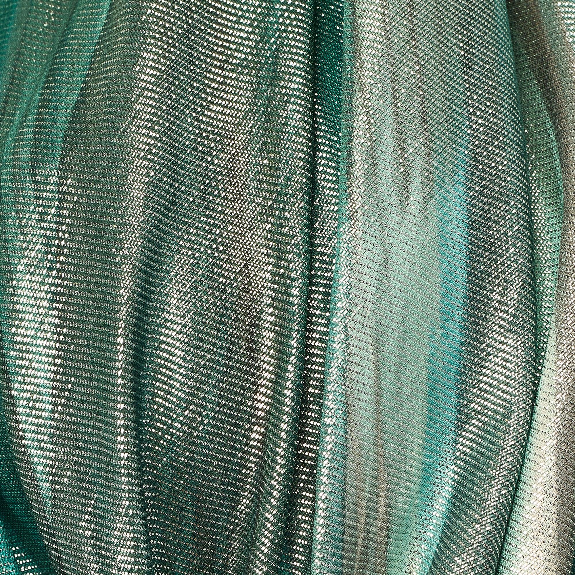 Y2K Thierry Mugler Couture Aqua Lamé Halter Top and Skirt In Excellent Condition For Sale In London, GB
