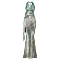 Top et jupe dos nu en lamé Aqua de Thierry Mugler Couture