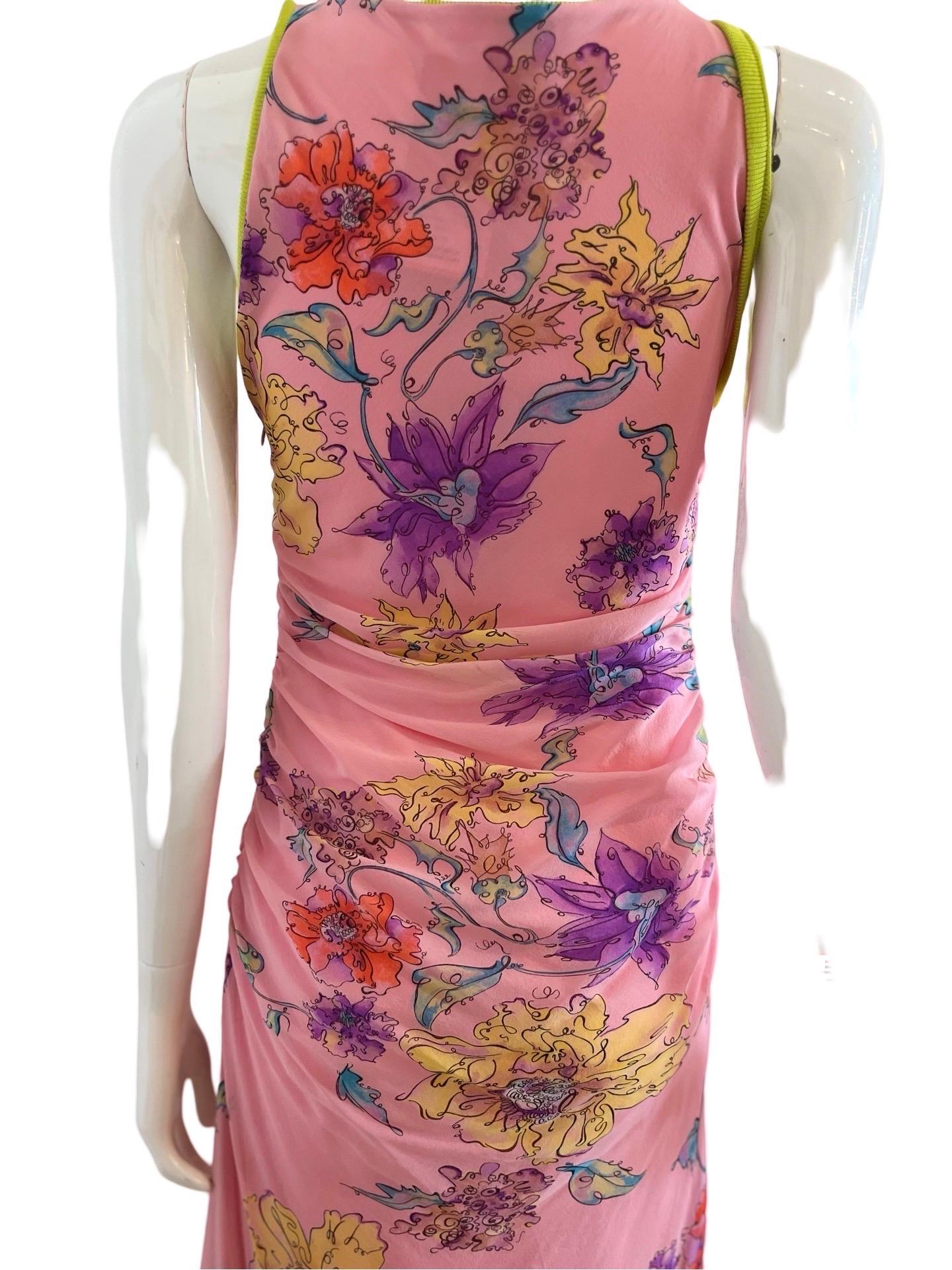 Brown Y2K Ungaro Fever Pink Mesh Dress For Sale