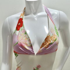 Y2K Versace Lotus Print Floral Halter Dress