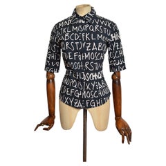Y2k Vintage Moschino Black Alphabet letter fitted Pattern black 3/4 sleeve Shirt