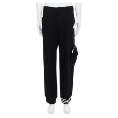 Y3 black wooly silver zip stripes opening asymmetric cargo joggers M