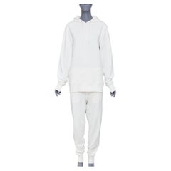Y3 Classic Core white printed logo sleeved hoodie jogger track pants set S