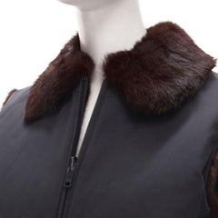 Y3 YOHJI YAMAMOTO ADIDAS black nylon brown genuine fur reversible vest jacket S