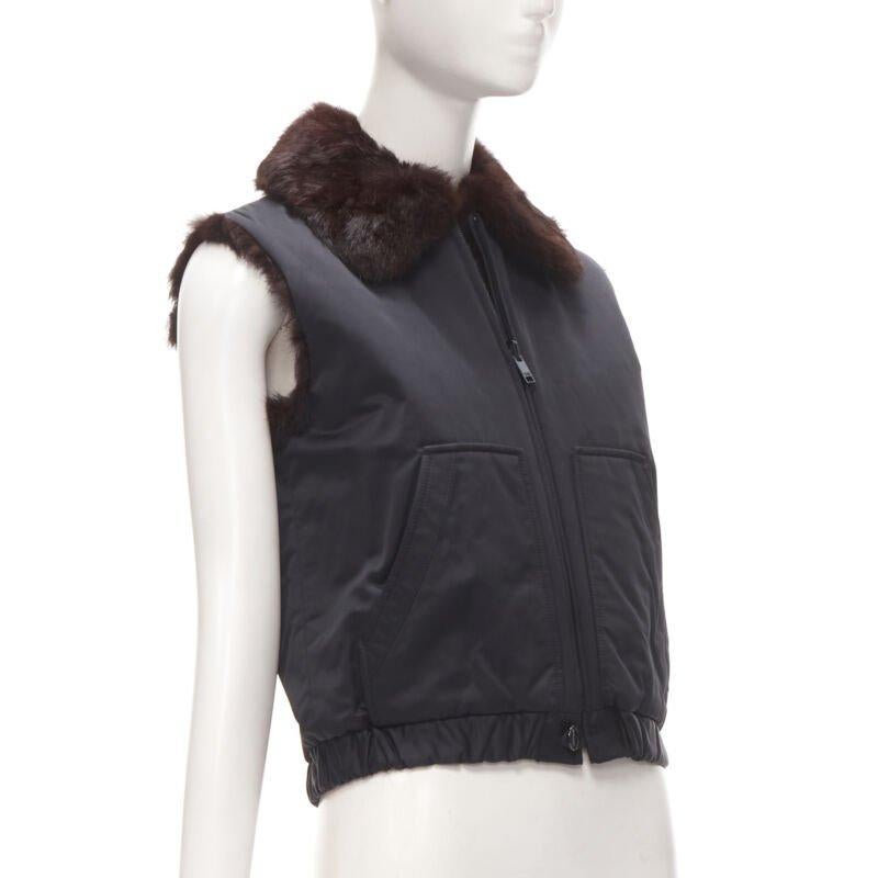 Y3 YOHJI YAMAMOTO ADIDAS Veste de gilet réversible en nylon noir et fourrure véritable marron S Excellent état à Hong Kong, NT