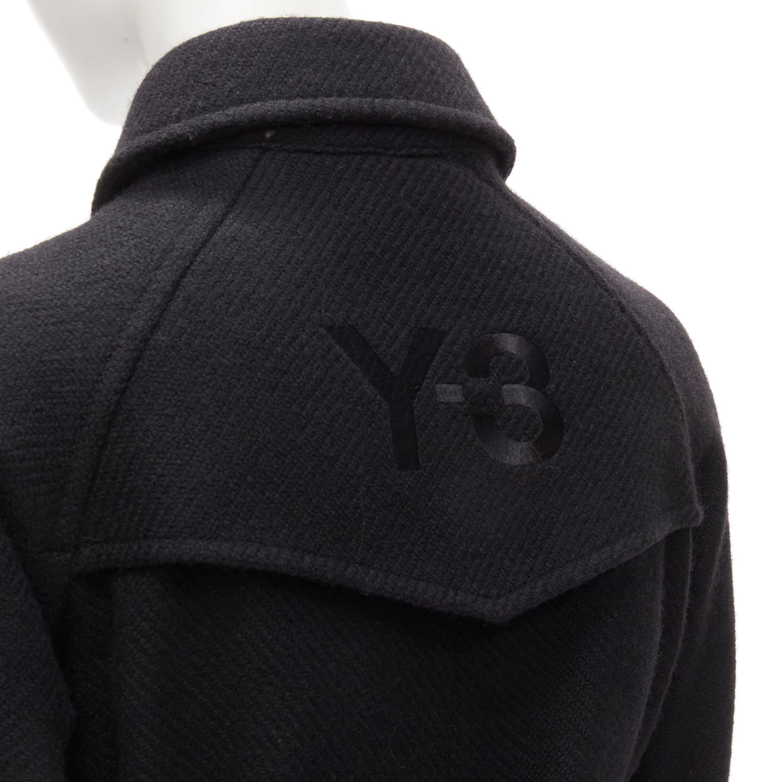 Y3 YOHJI YAMAMOTO ADIDAS black wool double breasted flared capelet trench XS
Brand: Y3
Material: Feels like wool
Color: Black
Pattern: Solid
Closure: Button
Extra Detail: Double breasted front closure. Y3 logo embroidery at back. Leather belted