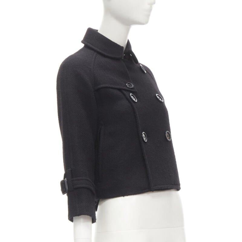 Y3 YOHJI YAMAMOTO ADIDAS black wool double breasted flared capelet trench XS In Excellent Condition In Hong Kong, NT