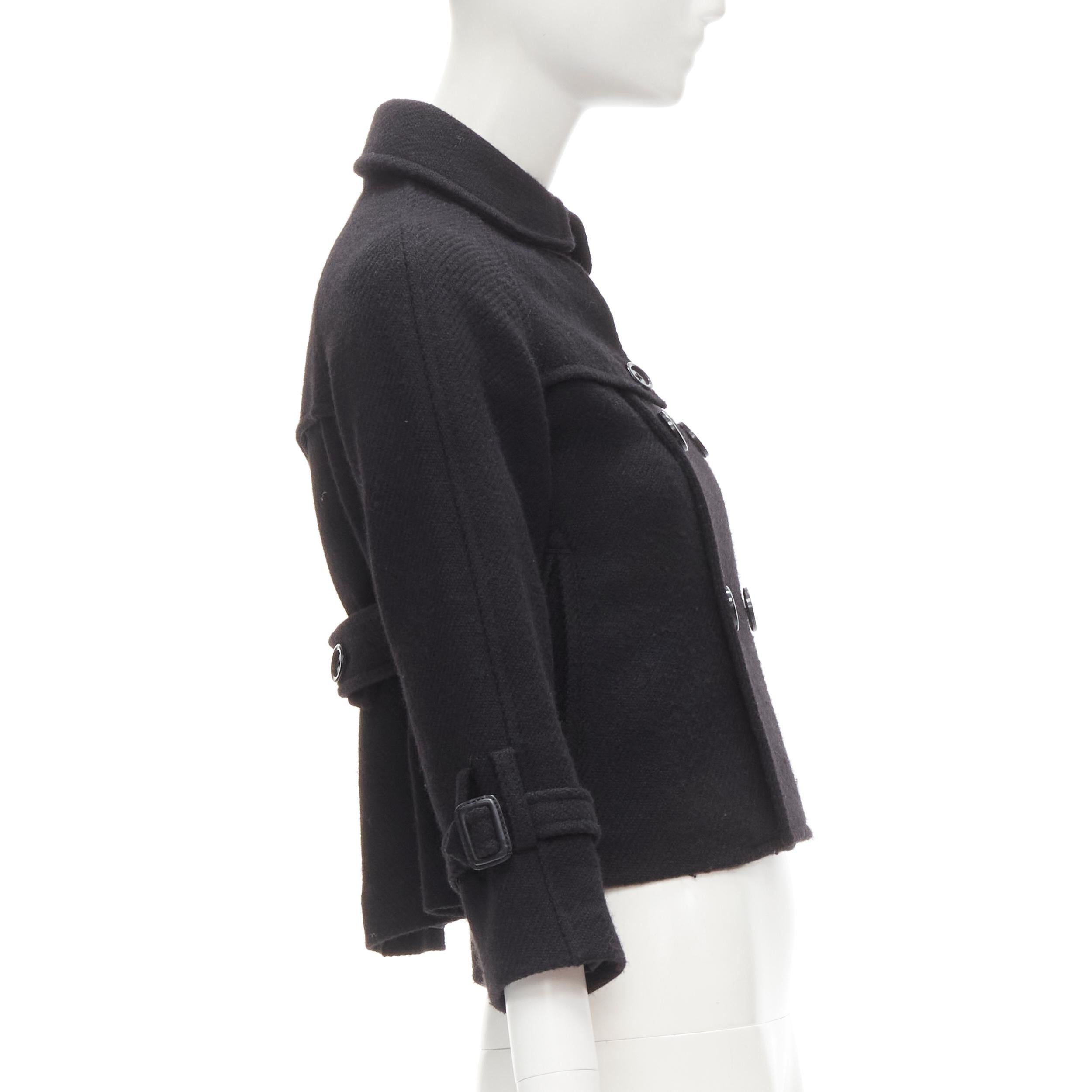Women's Y3 YOHJI YAMAMOTO ADIDAS black wool double breasted flared capelet trench XS For Sale