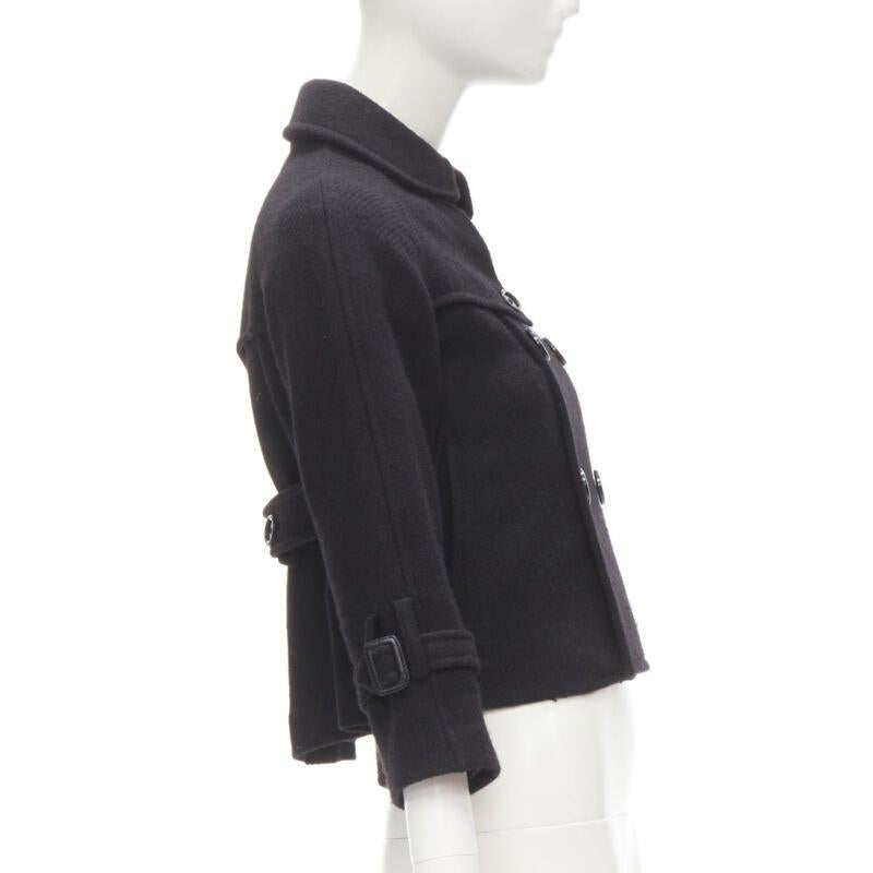 Women's Y3 YOHJI YAMAMOTO ADIDAS black wool double breasted flared capelet trench XS