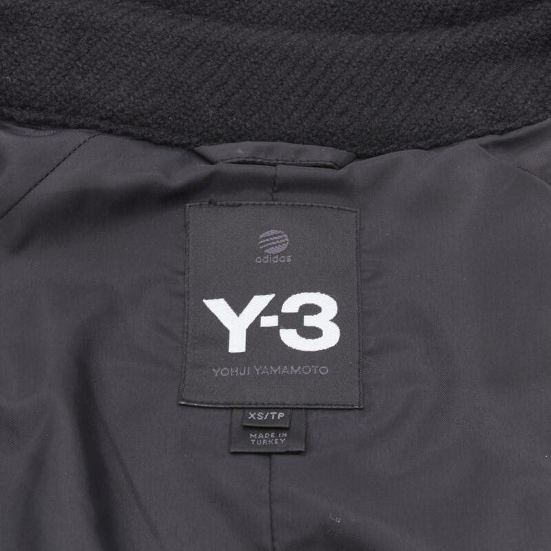 Y3 YOHJI YAMAMOTO ADIDAS black wool double breasted flared capelet trench XS 4