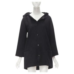 Y3 YOHJI YAMAMOTO ADIDAS black wool fur lined hood cocoon coat XS