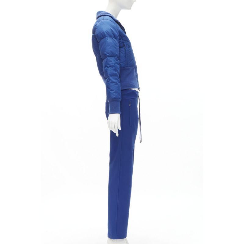 Women's Y3 YOHJI YAMAMOTO ADIDAS blue nylon padded puffer jacket pants track suit sets For Sale