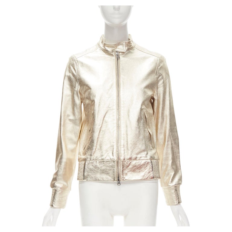 Y3 YOHJI YAMAMOTO ADIDAS metallic gold genuine leather zip bomber jacket S  For Sale at 1stDibs