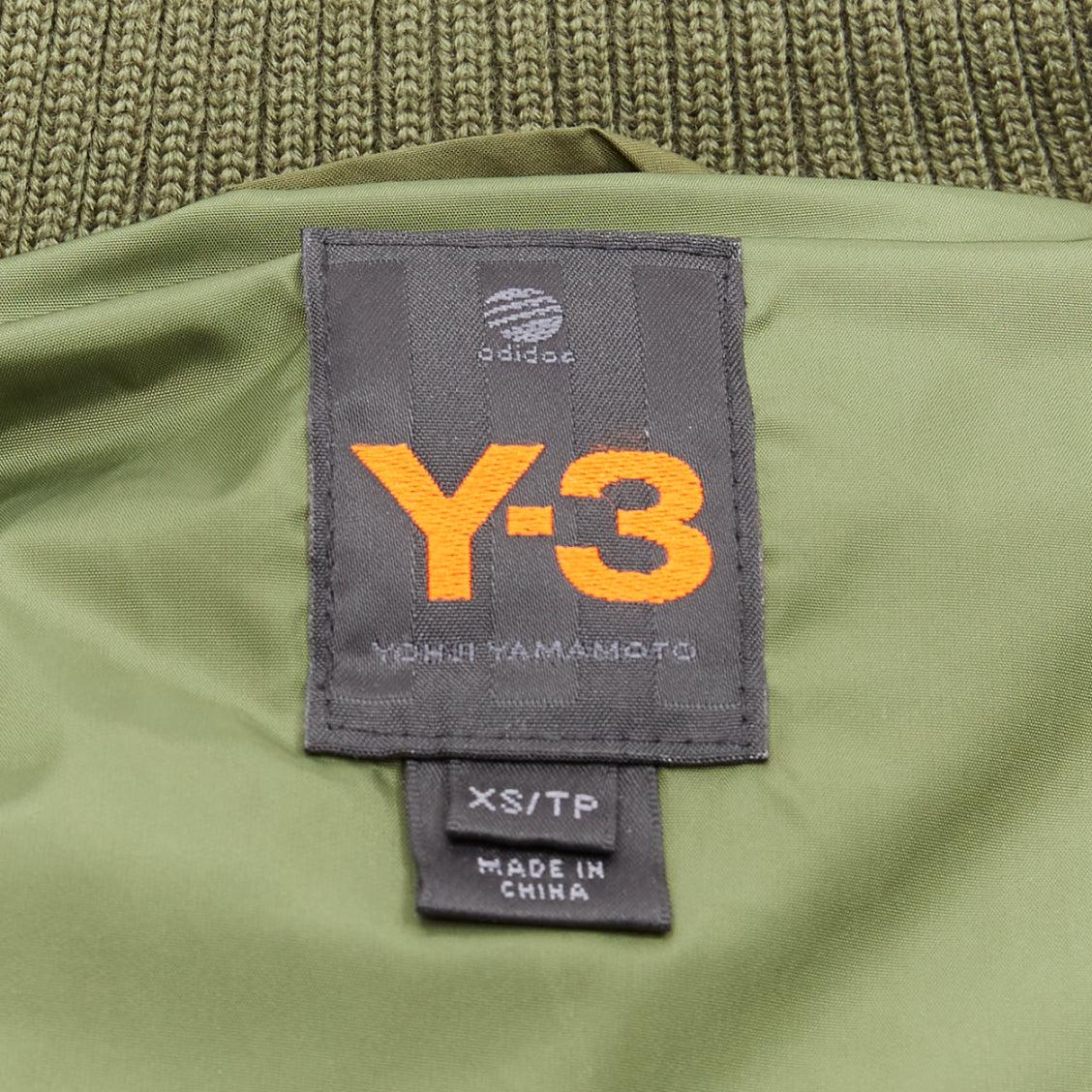 Y3 YOHJI YAMAMOTO green nylon logo high neck cropped zip puffer vest XS For Sale 4